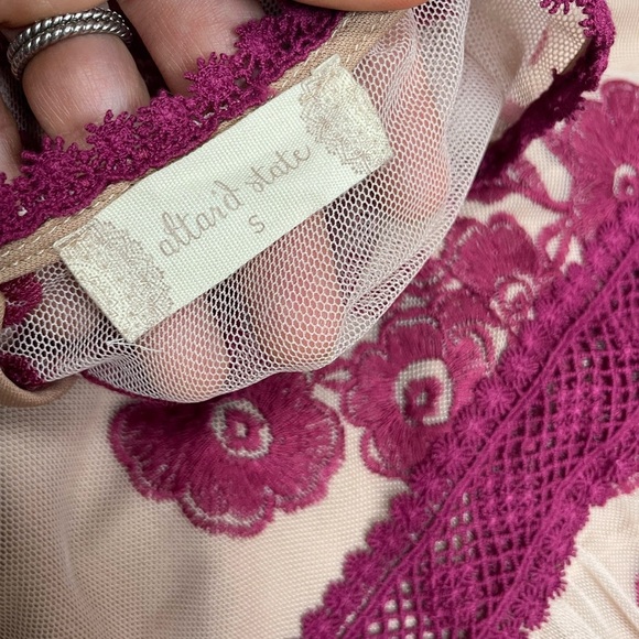 Altar'd State Burgundy Floral Long Sleeve Dress Boho Lined Size Small - Picture 4 of 11